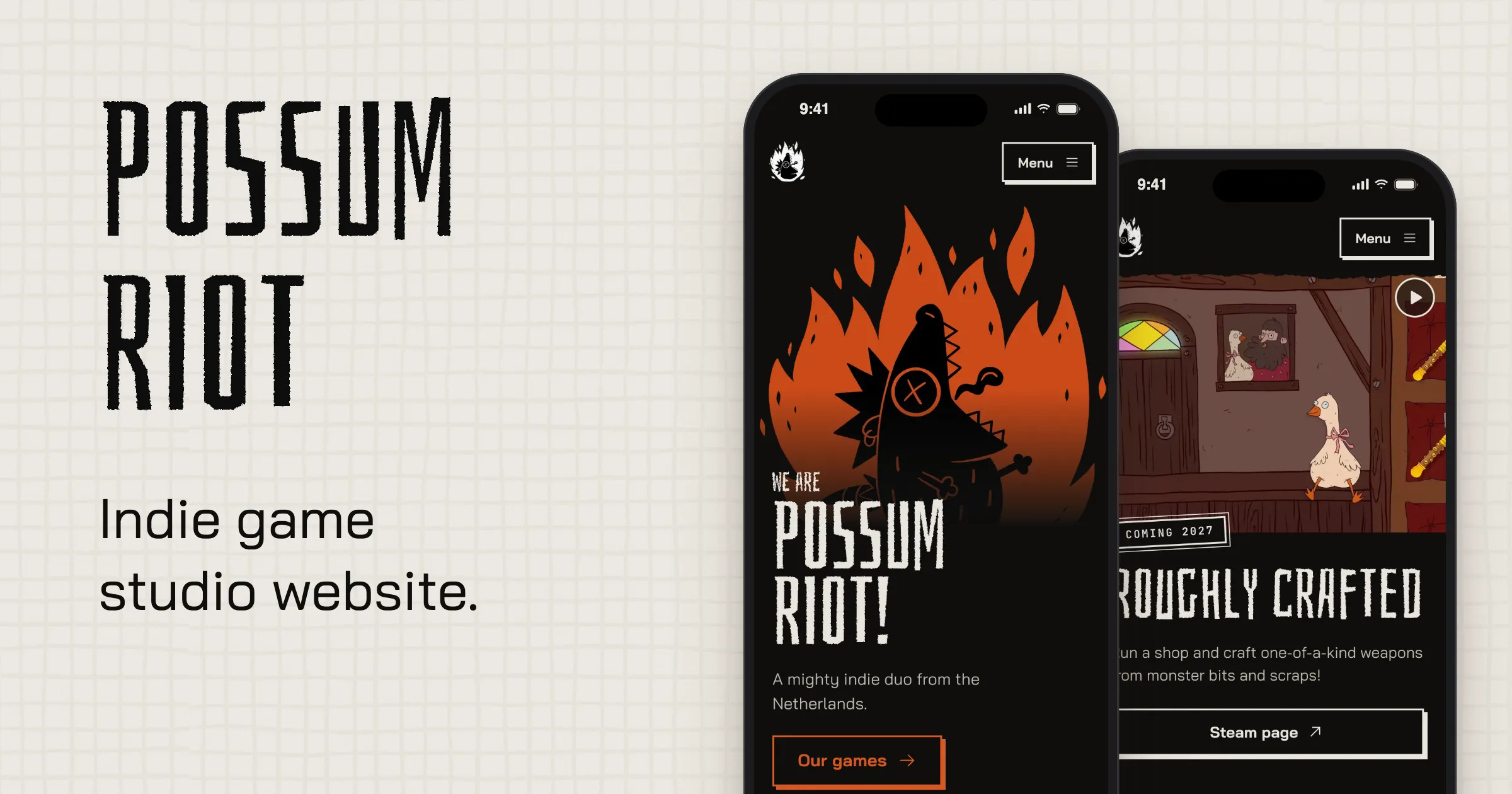 Possum Riot website screenshot