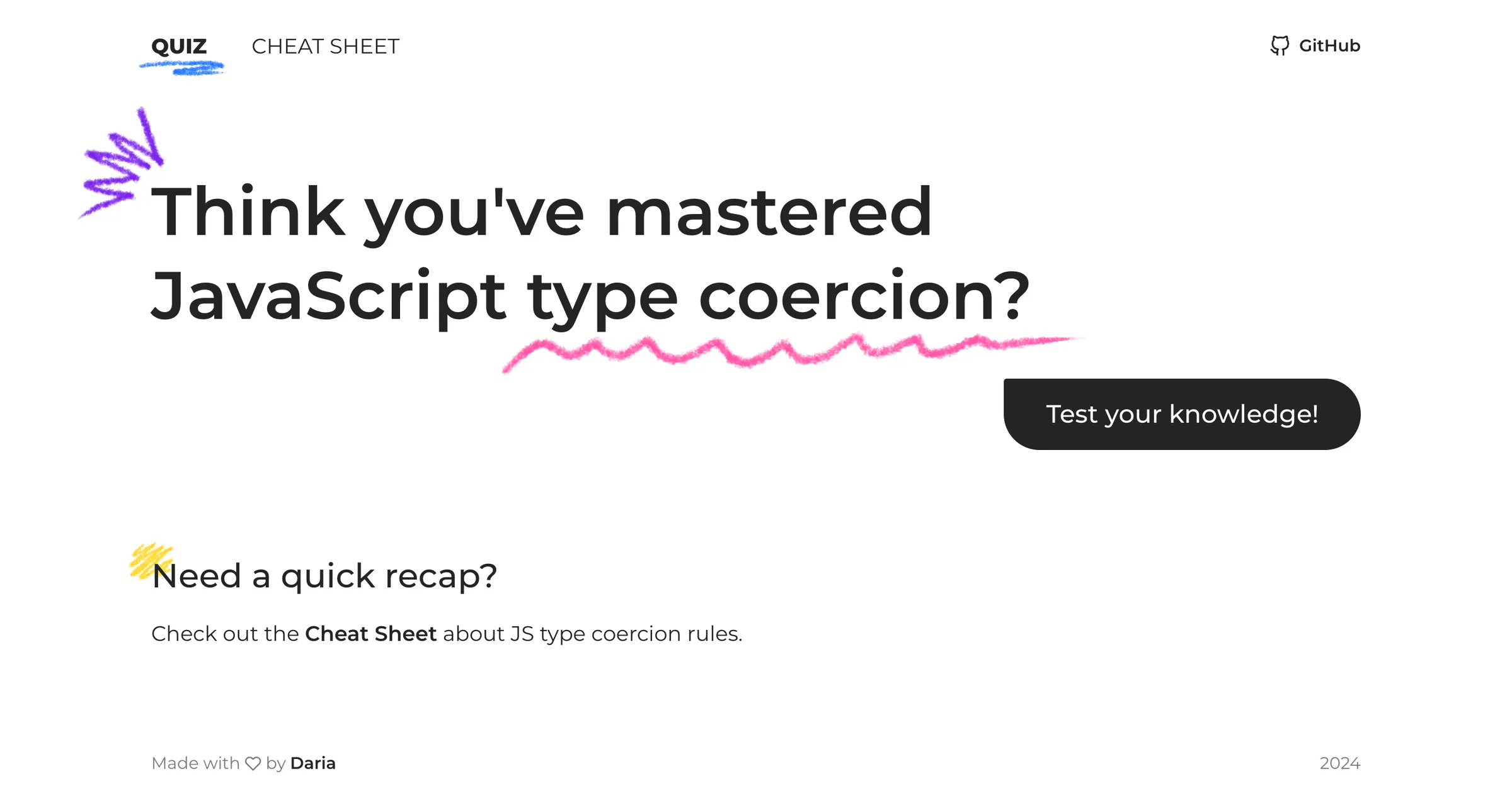 JS Type Coercion Quiz screenshot