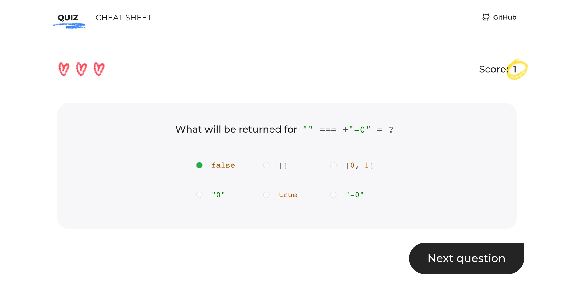 JS Type Coercion Quiz screenshot